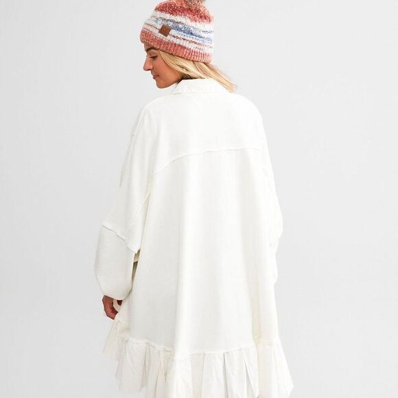 FREE PEOPLE Oversized Tunic Optic White Sweatshirt Shirt‎ Size L NEW WITH TAG - Picture 13 of 13